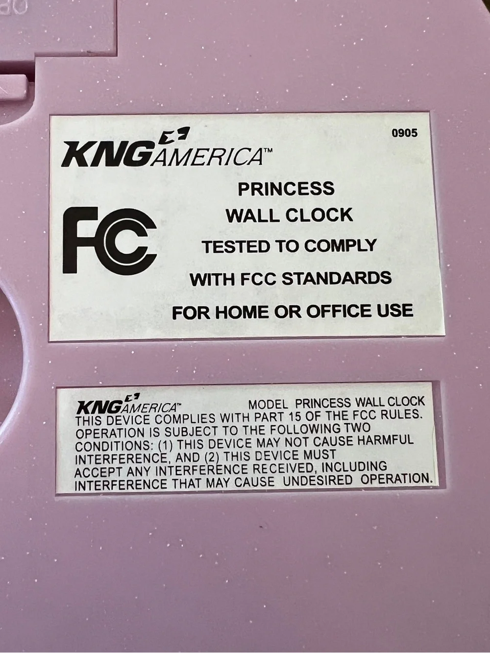Vintage Disney Princess Clock — Lavender & Pink with sound and movement hourly